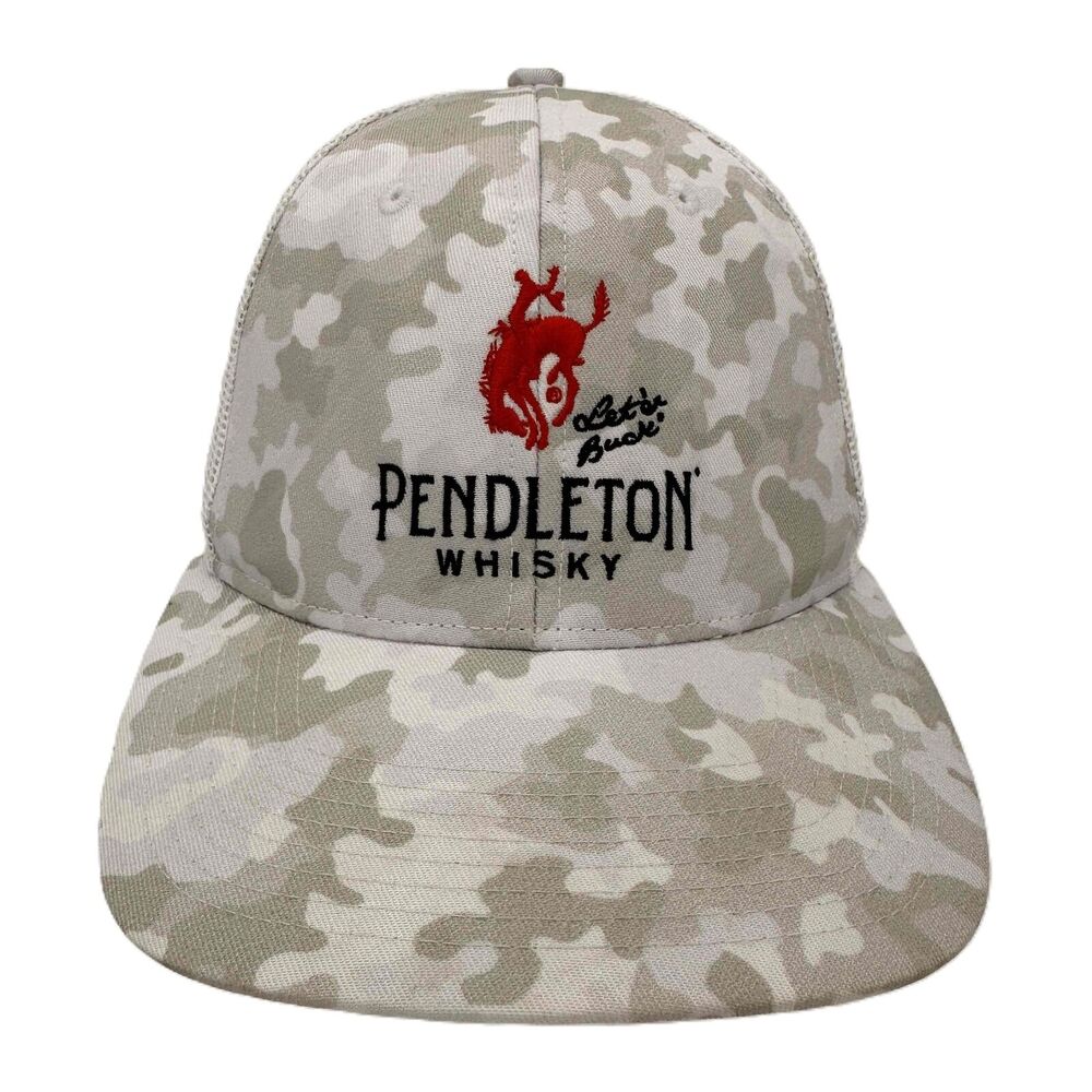 Pendleton Whiskey White Camo Camouflage Pattern Mesh Back Adjustable Strap Hat